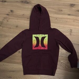 Hurley Maroon Hoodie with Gradient Logo
